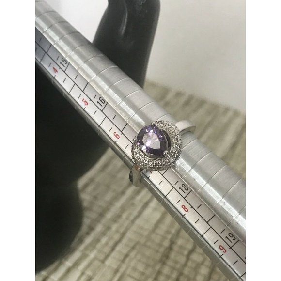 JS Lab Created Purple Stone Size 7 Rhodium Plated PRETTY - Picture 1 of 4